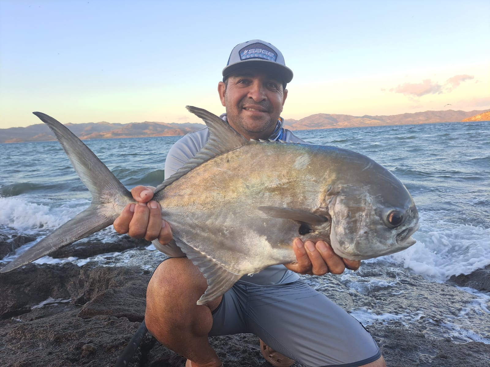 Permit at sunset from the rocks